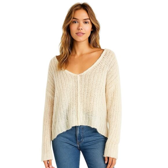 Free People Sweaters - Free People Moonbeam Sweater Size L Alpaca Blend Ivory Boho Slouchy Pullover